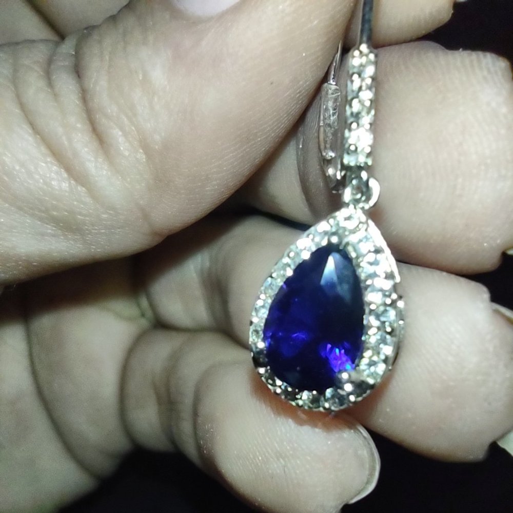 Sterling Silver Lab Created Blue and White Sapphire Set
